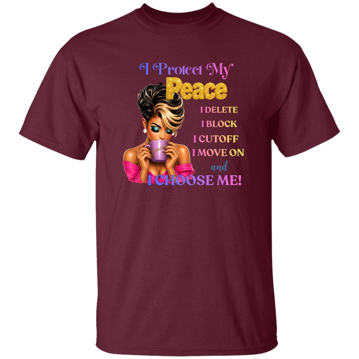  a garnet graphic t-shirt with a bold text design and an illustration of a woman holding a purple drink. 