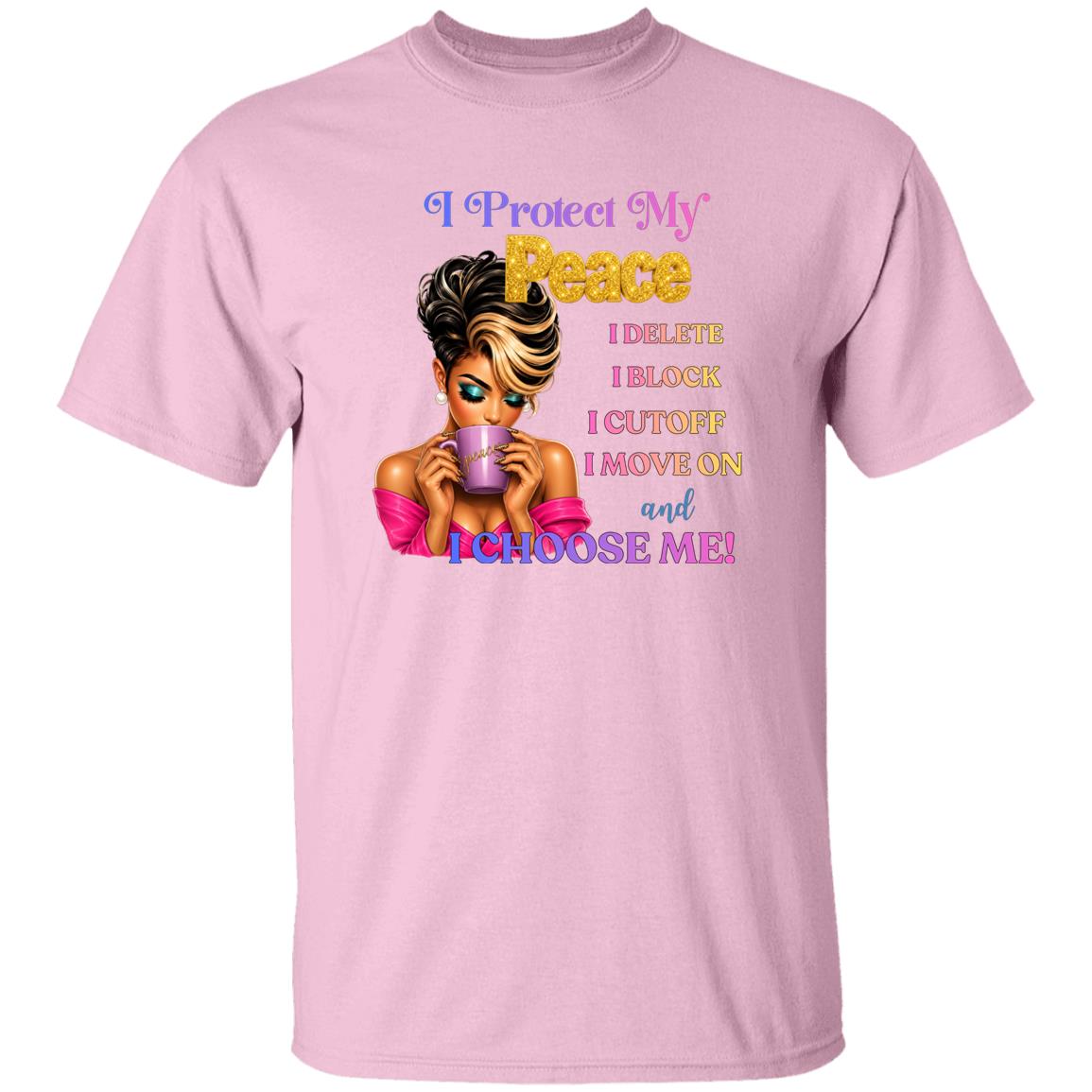  a pink graphic t-shirt with a bold text design and an illustration of a woman holding a purple drink. 